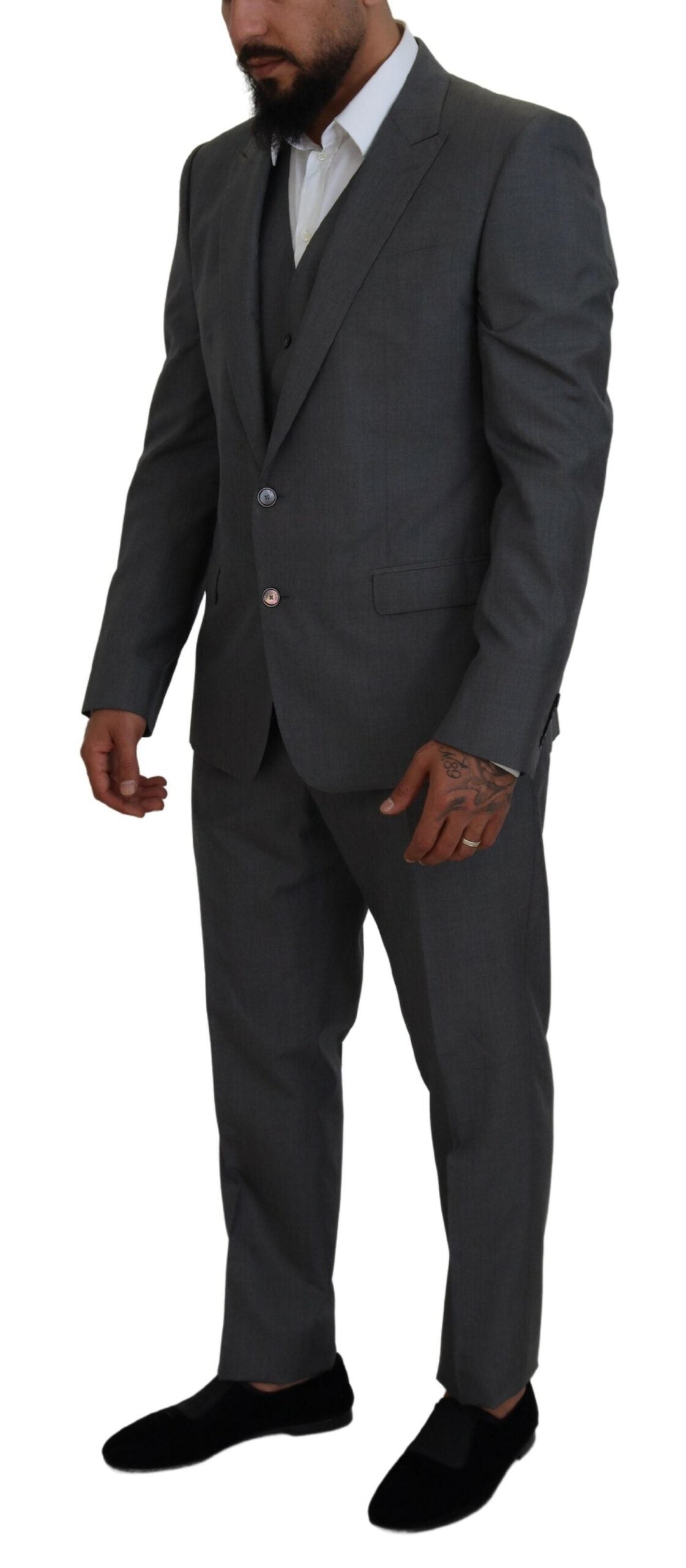 Dolce & Gabbana Sleek Silver Martini Slim Fit Three-Piece Suit Dolce & Gabbana