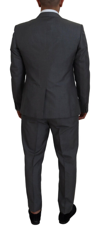 Dolce & Gabbana Sleek Silver Martini Slim Fit Three-Piece Suit Dolce & Gabbana