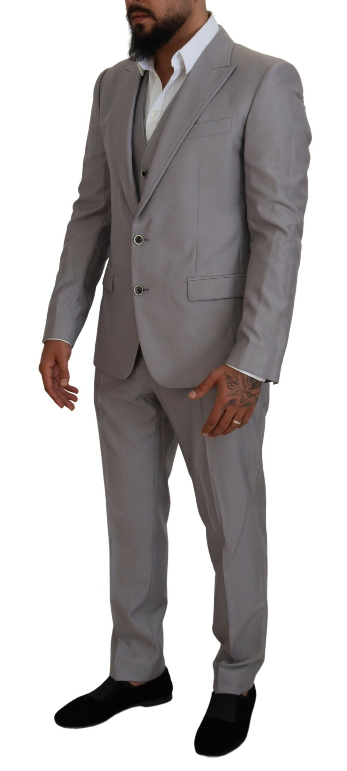 Dolce & Gabbana Elegant Silver Slim Fit Three-Piece Suit Dolce & Gabbana