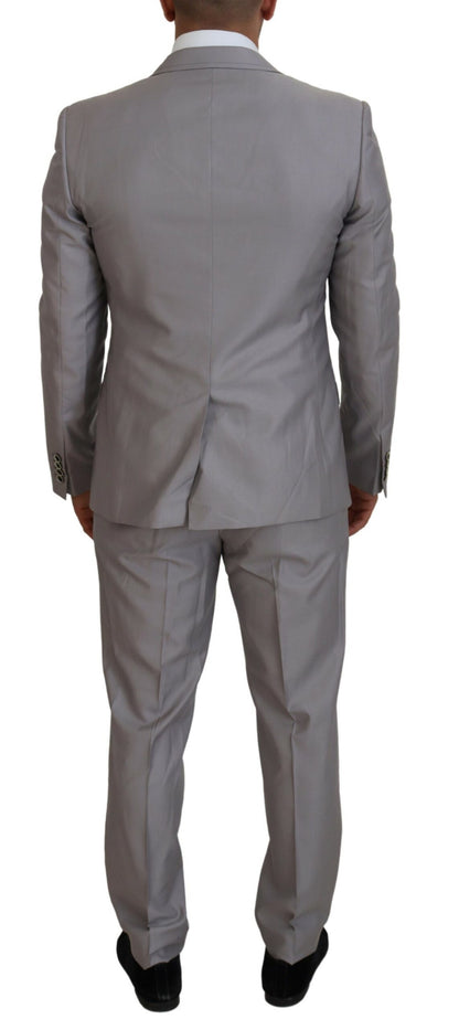 Dolce & Gabbana Elegant Silver Slim Fit Three-Piece Suit Dolce & Gabbana