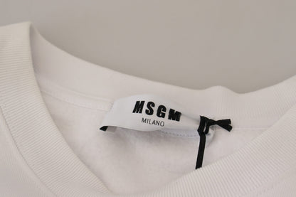 MSGM Elegant White Crewneck Cotton Sweater MSGM