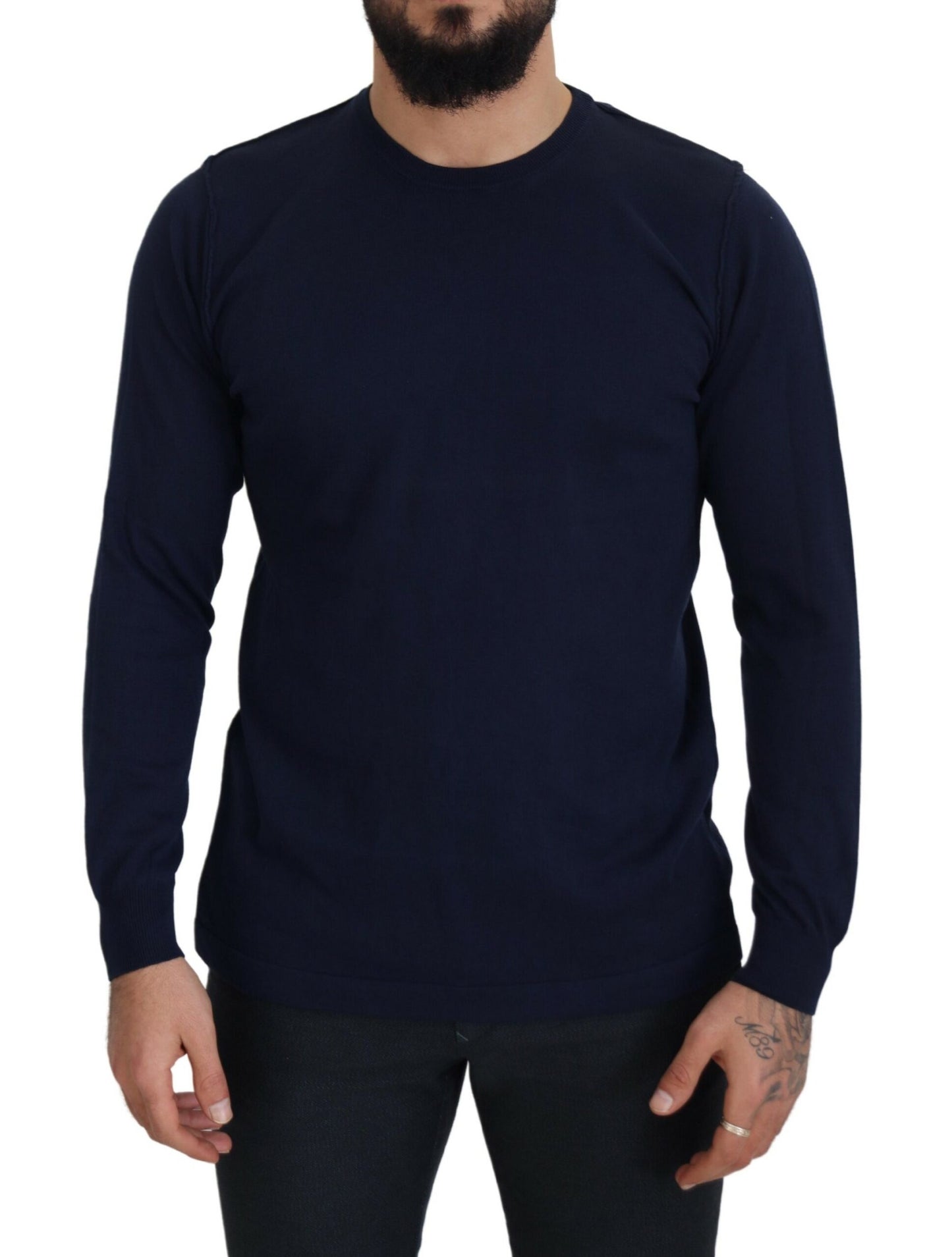 Paolo Pecora Milano Authentic Crewneck Blue Pullover Sweater Paolo Pecora Milano