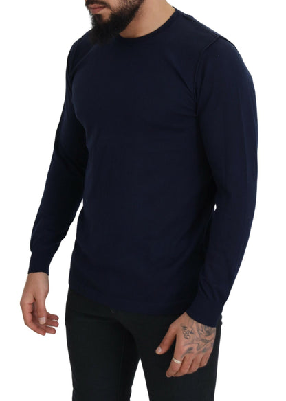 Paolo Pecora Milano Authentic Crewneck Blue Pullover Sweater Paolo Pecora Milano