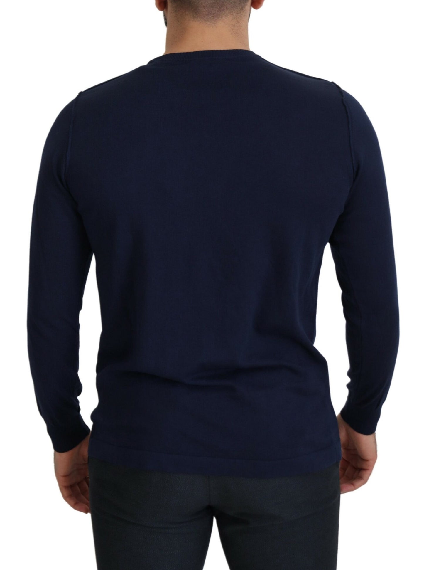 Paolo Pecora Milano Authentic Crewneck Blue Pullover Sweater Paolo Pecora Milano