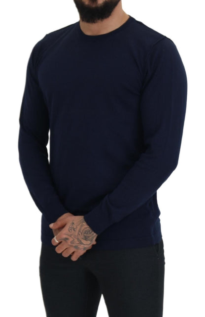 Paolo Pecora Milano Authentic Crewneck Blue Pullover Sweater Paolo Pecora Milano