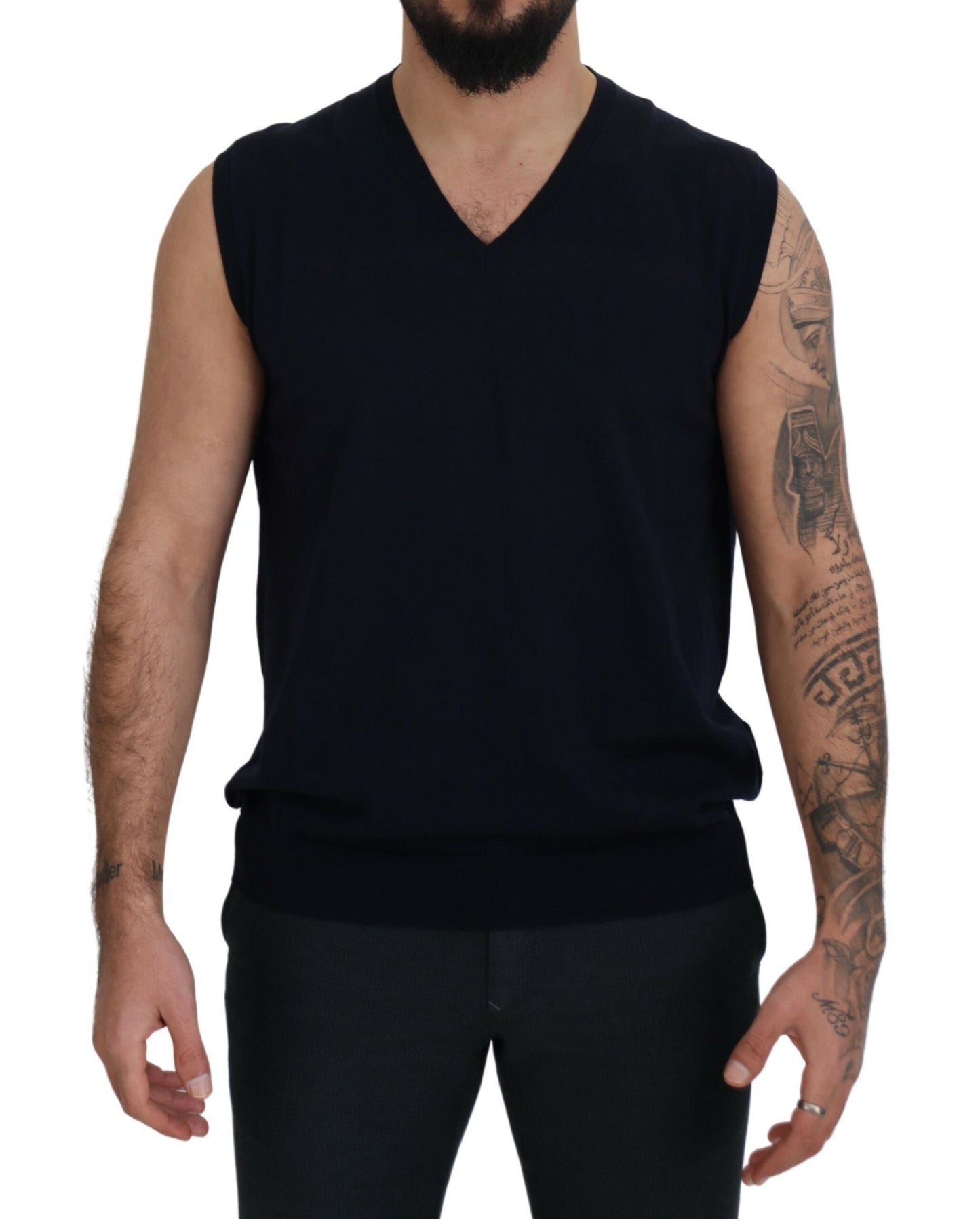 Paolo Pecora Milano Sleek Black V-Neck Sleeveless Tank Paolo Pecora Milano