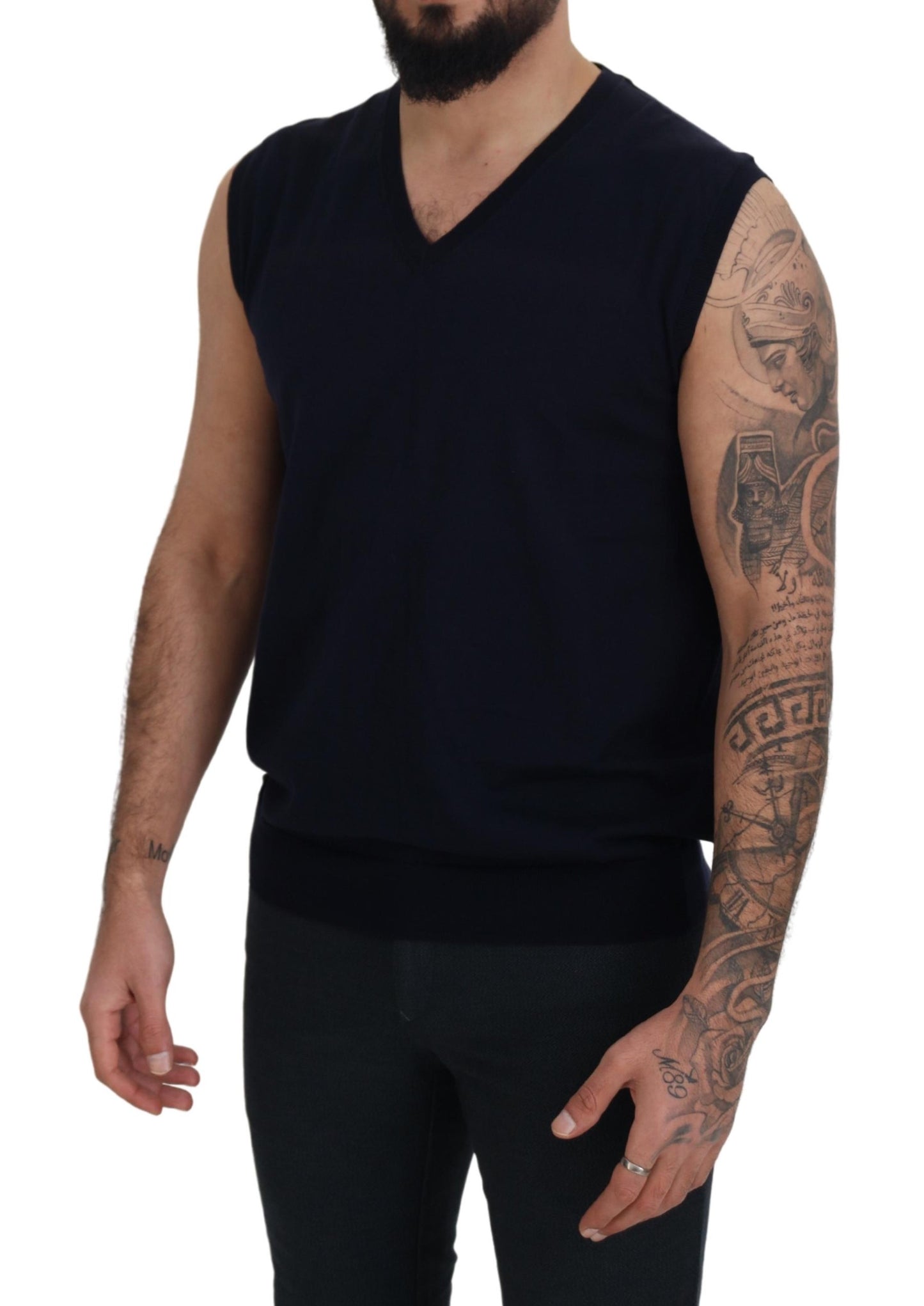 Paolo Pecora Milano Sleek Black V-Neck Sleeveless Tank Paolo Pecora Milano