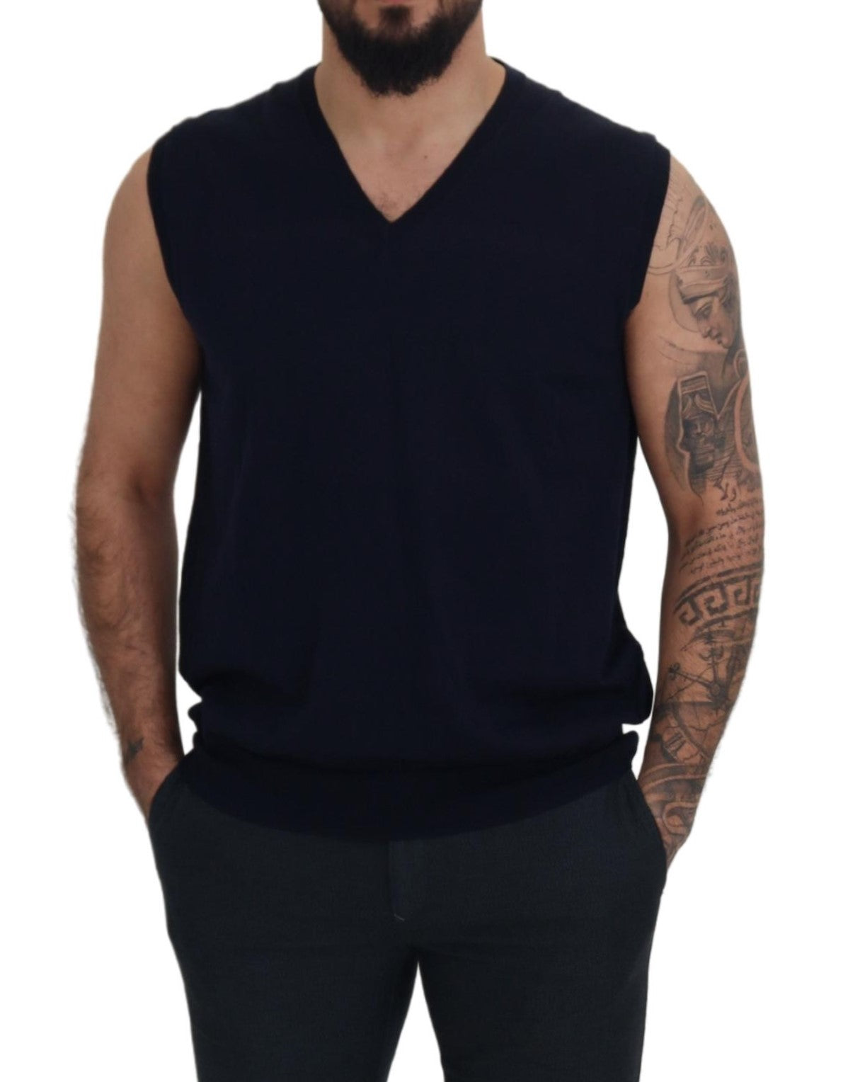 Paolo Pecora Milano Sleek Black V-Neck Sleeveless Tank Paolo Pecora Milano