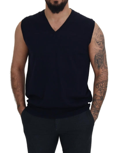 Paolo Pecora Milano Sleek Black V-Neck Sleeveless Tank Paolo Pecora Milano