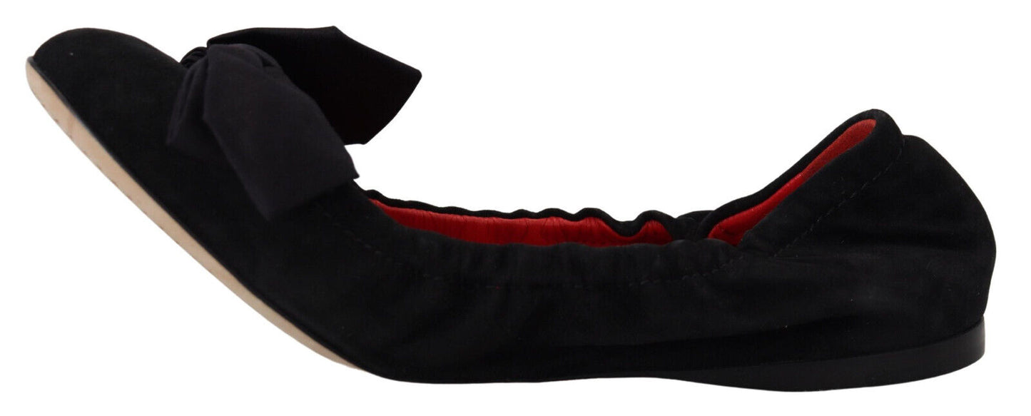 Dolce & Gabbana Elegant Black Suede Ballet Flats Dolce & Gabbana