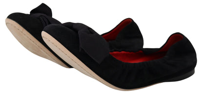 Dolce & Gabbana Elegant Black Suede Ballet Flats Dolce & Gabbana