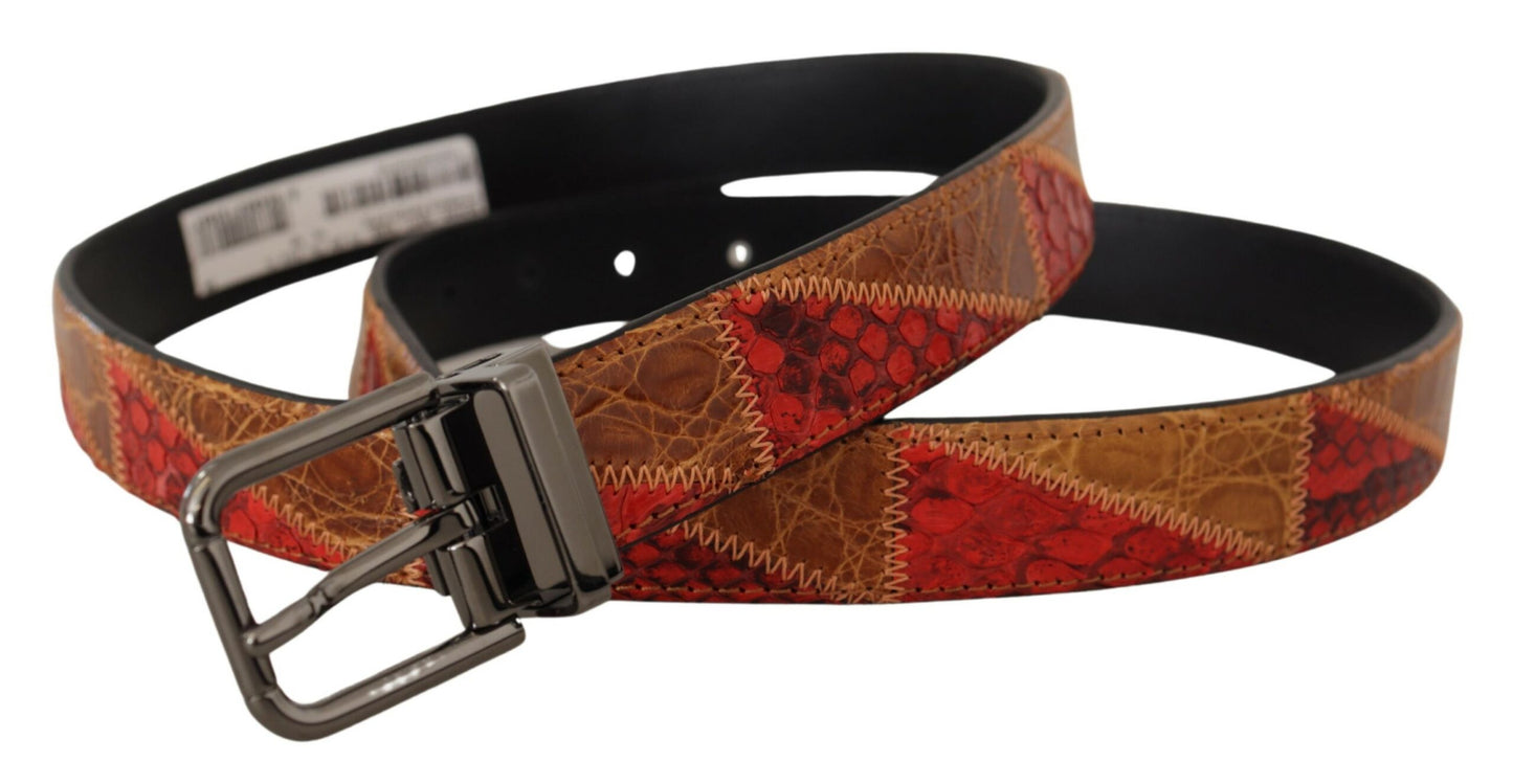 Dolce & Gabbana Elegant Two-Tone Snakeskin Leather Belt Dolce & Gabbana