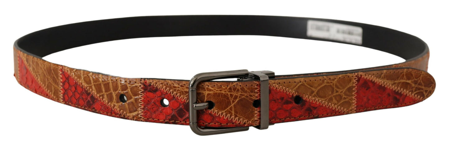 Dolce & Gabbana Elegant Two-Tone Snakeskin Leather Belt Dolce & Gabbana