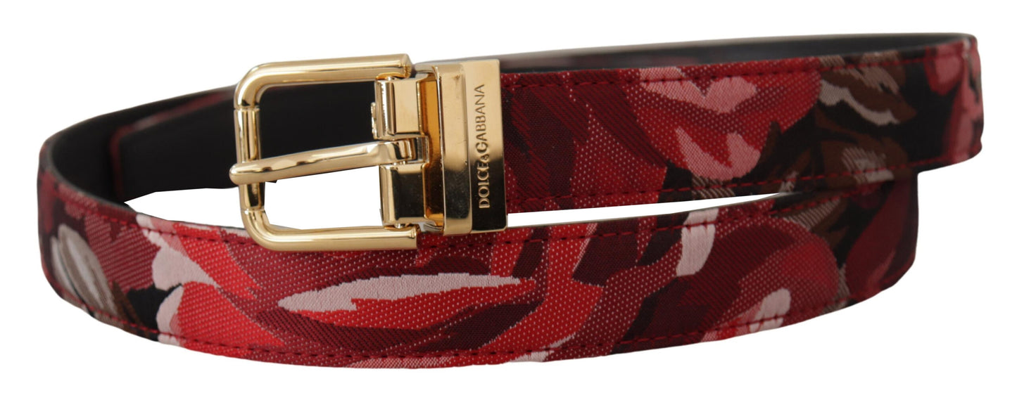 Dolce & Gabbana Red Multicolor Leather Belt with Gold-Tone Buckle Dolce & Gabbana