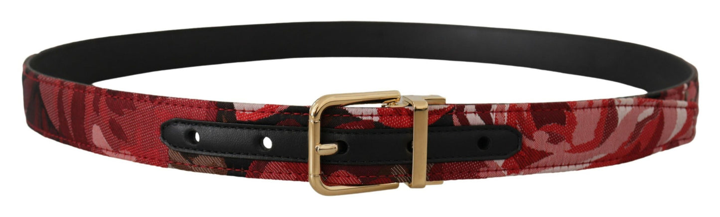 Dolce & Gabbana Red Multicolor Leather Belt with Gold-Tone Buckle Dolce & Gabbana