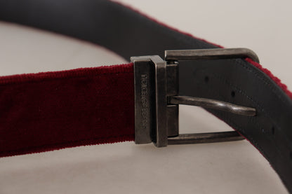 Dolce & Gabbana Velvet Maroon Elegance Belt Dolce & Gabbana