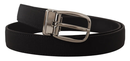 Dolce & Gabbana Elegant Grosgrain Leather Belt with Silver Buckle Dolce & Gabbana