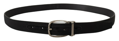 Dolce & Gabbana Elegant Grosgrain Leather Belt with Silver Buckle Dolce & Gabbana