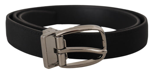 Dolce & Gabbana Elegant Grosgrain Leather Belt with Silver Buckle Dolce & Gabbana