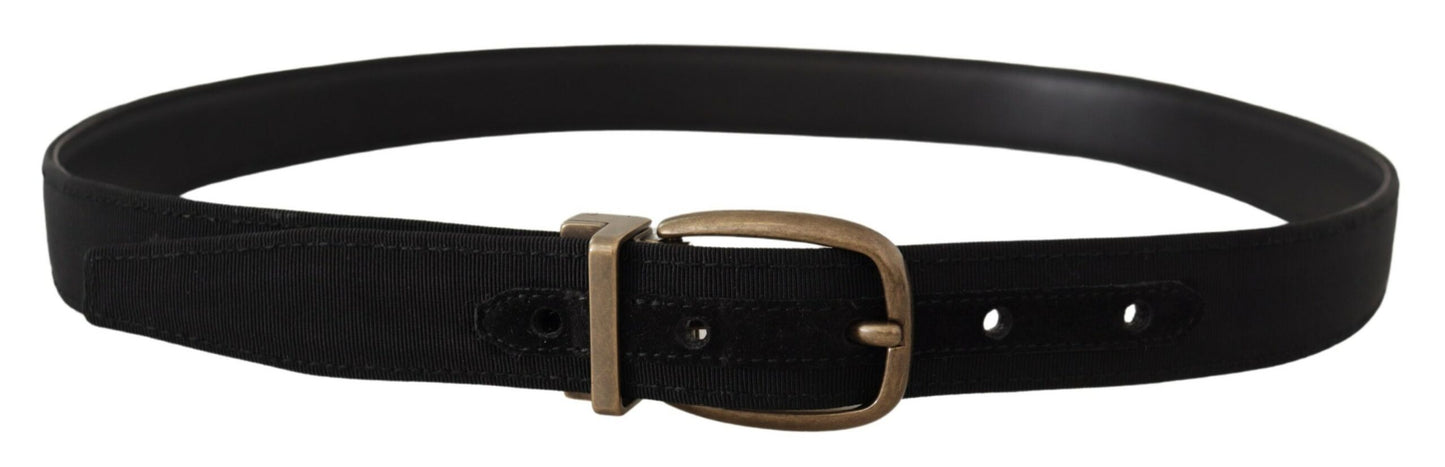 Dolce & Gabbana Elegant Grosgrain Leather Belt - Black Dolce & Gabbana