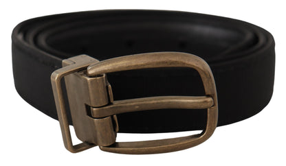 Dolce & Gabbana Elegant Grosgrain Leather Belt - Black Dolce & Gabbana