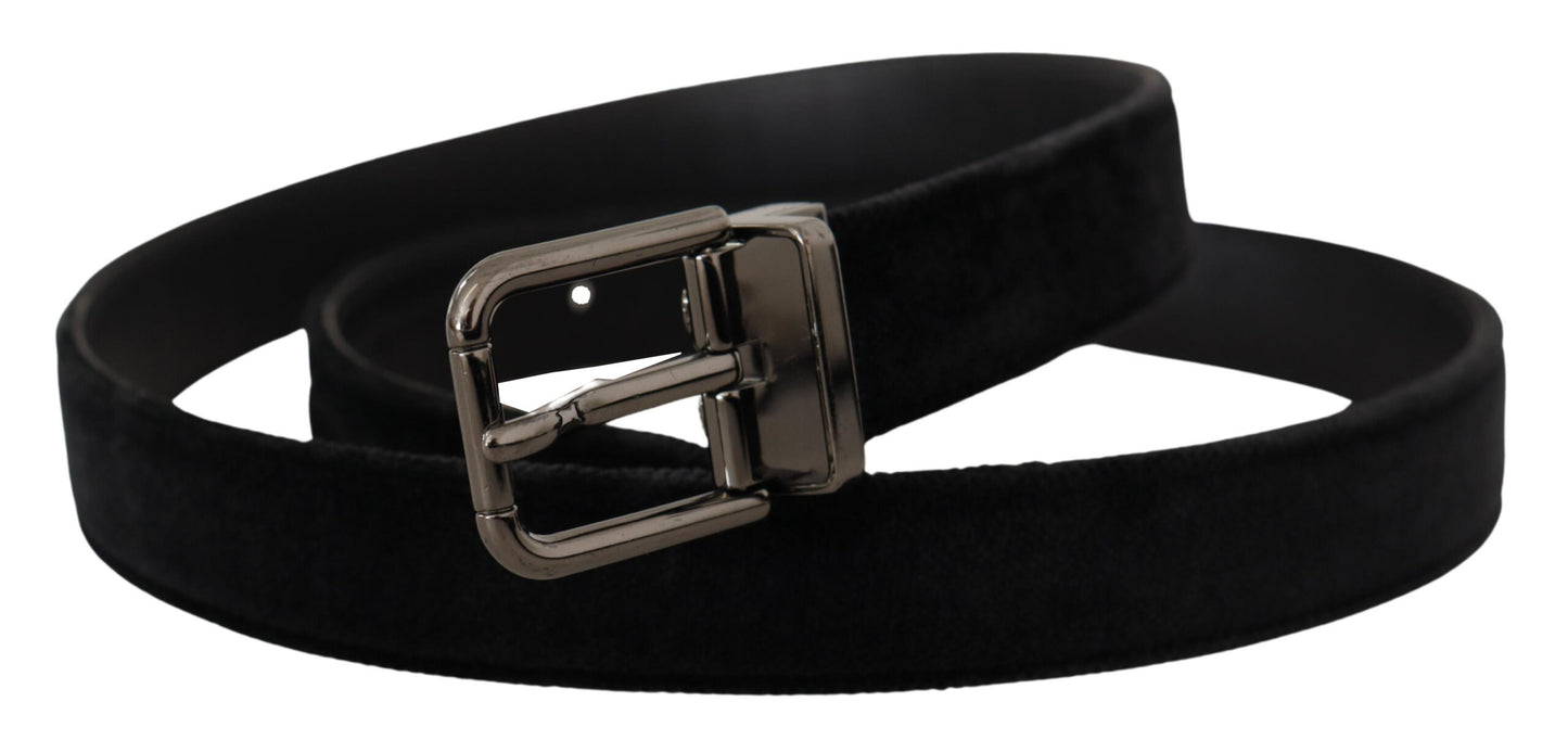 Dolce & Gabbana Elegant Black Leather Belt with Silver Tone Buckle Dolce & Gabbana