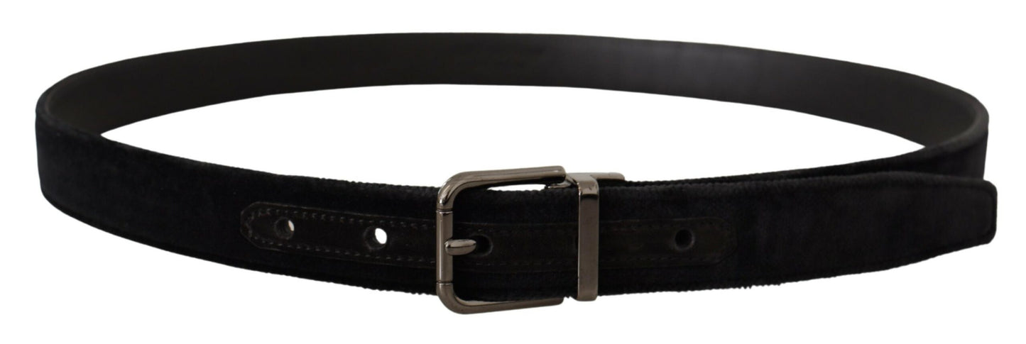 Dolce & Gabbana Elegant Black Leather Belt with Silver Tone Buckle Dolce & Gabbana