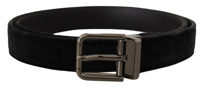 Dolce & Gabbana Elegant Black Leather Belt with Silver Tone Buckle Dolce & Gabbana