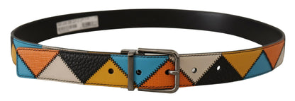 Dolce & Gabbana Multicolor Leather Belt with Silver Buckle Dolce & Gabbana