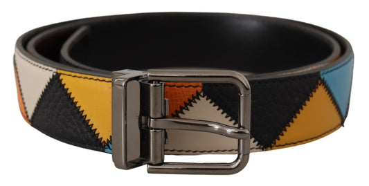 Dolce & Gabbana Multicolor Leather Belt with Silver Buckle Dolce & Gabbana