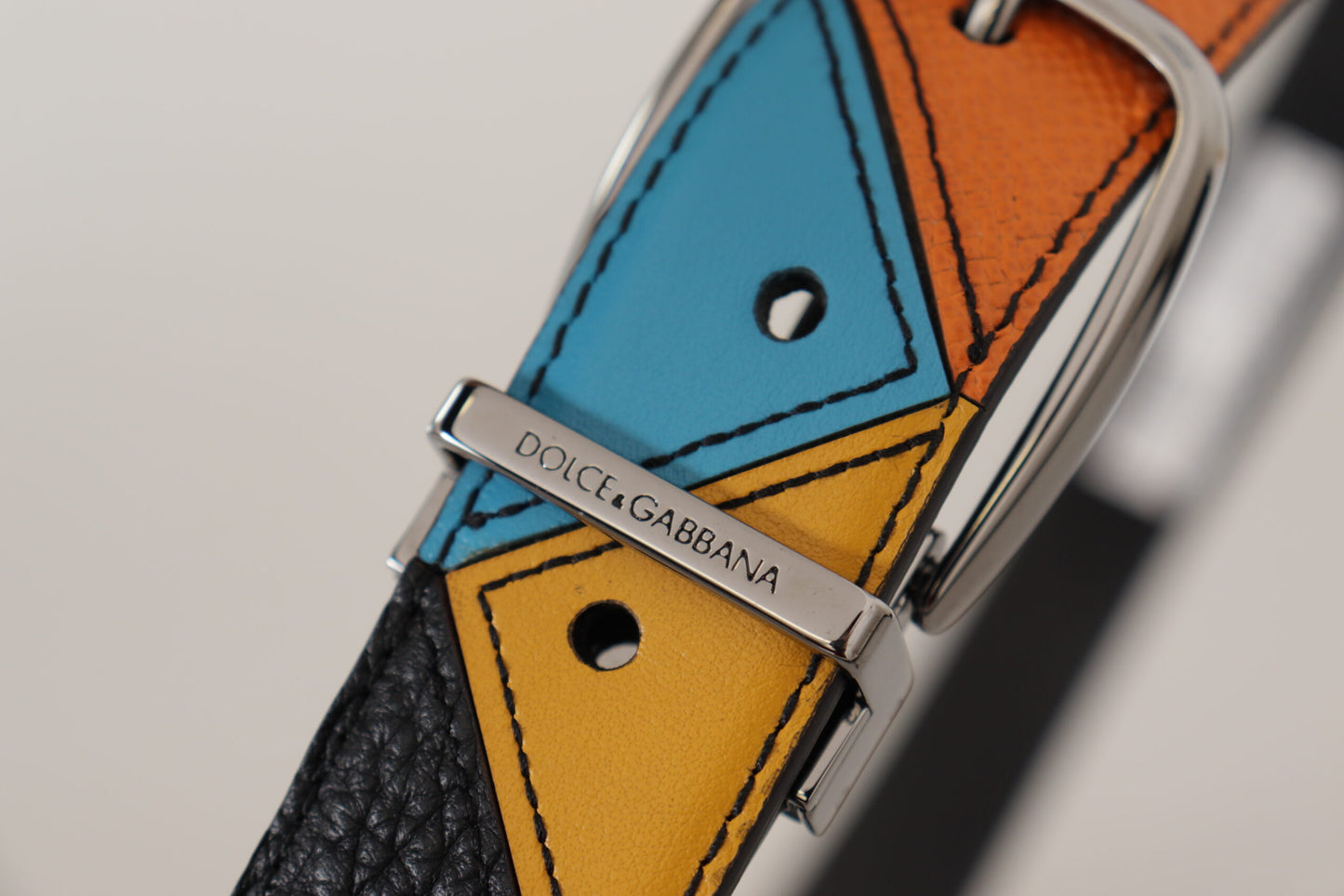 Dolce & Gabbana Elegant Multicolor Leather Belt with Silver Buckle Dolce & Gabbana