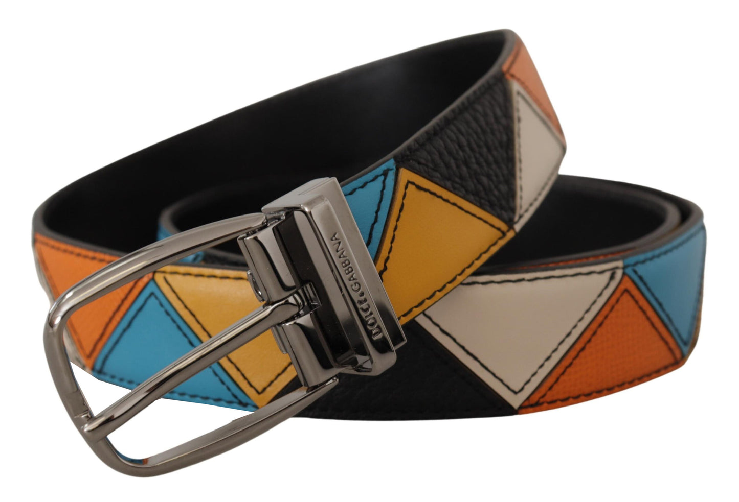 Dolce & Gabbana Elegant Multicolor Leather Belt with Silver Buckle Dolce & Gabbana