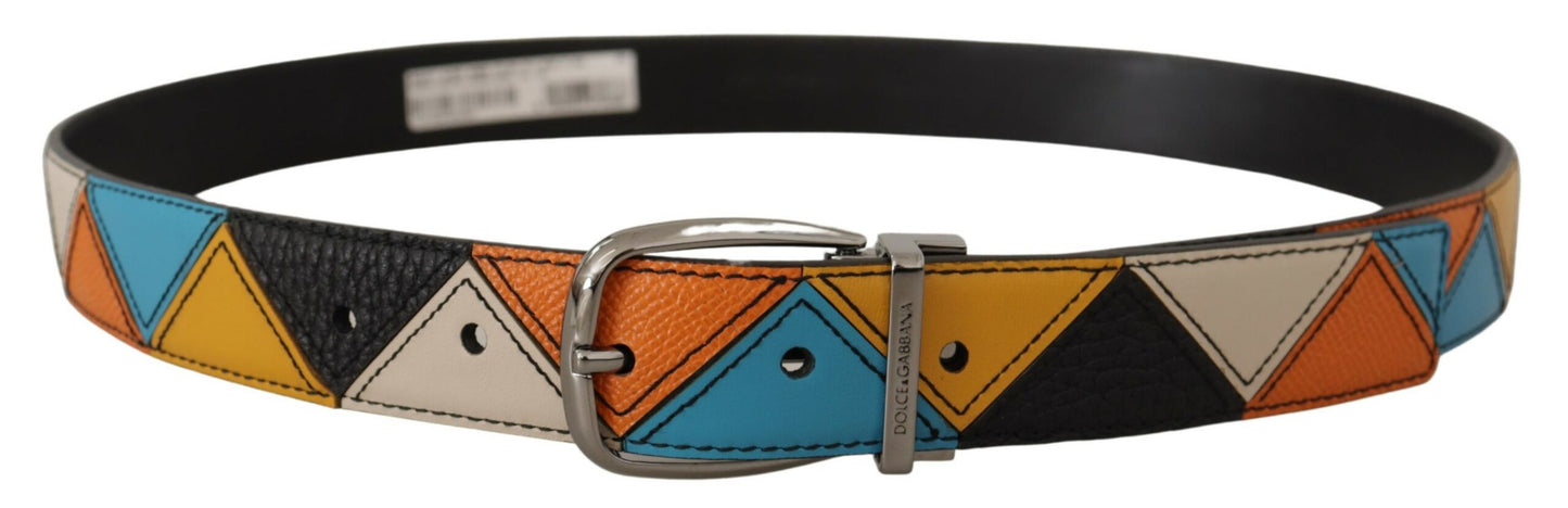 Dolce & Gabbana Elegant Multicolor Leather Belt with Silver Buckle Dolce & Gabbana