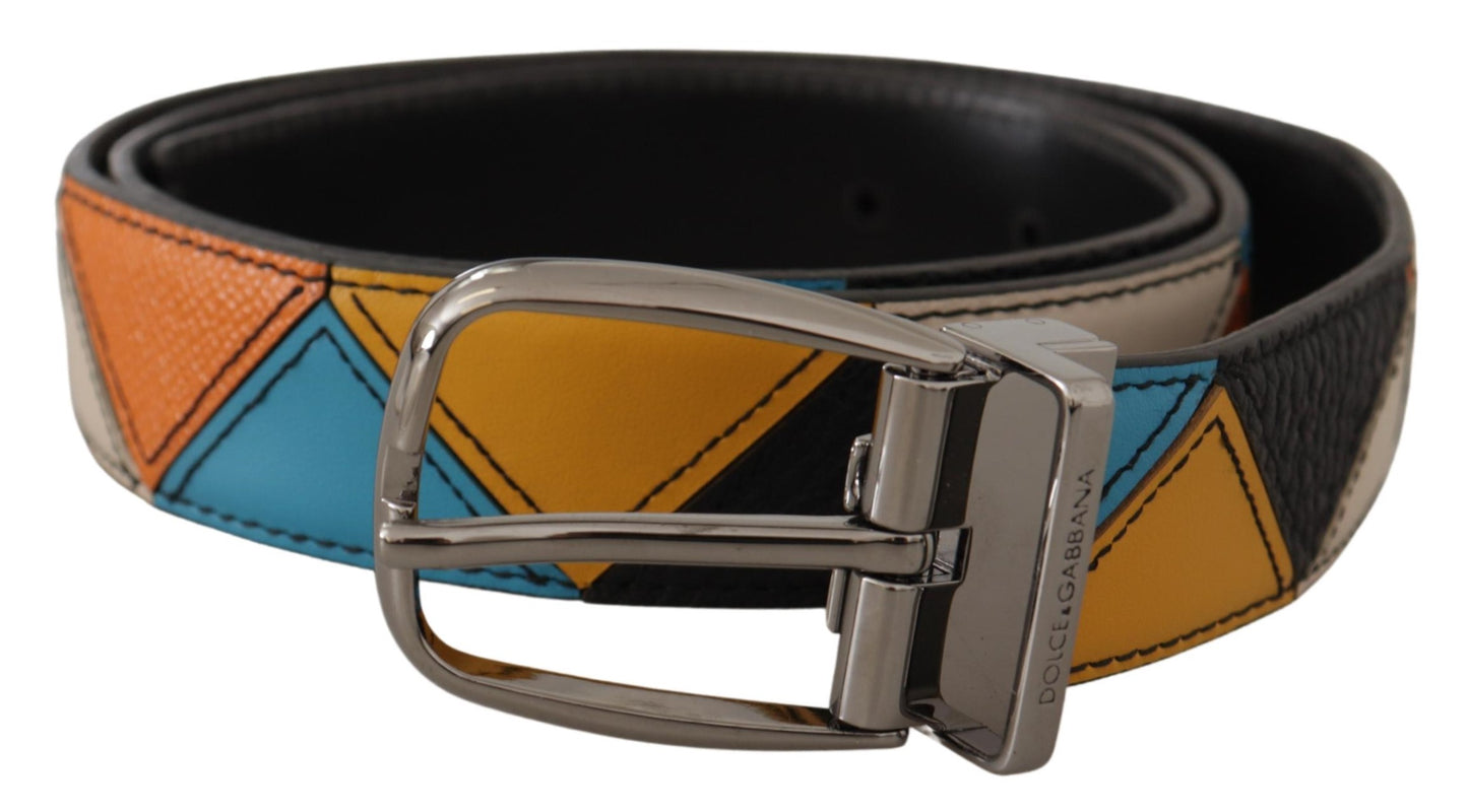 Dolce & Gabbana Elegant Multicolor Leather Belt with Silver Buckle Dolce & Gabbana