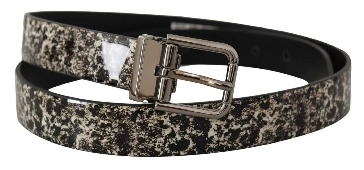 Dolce & Gabbana Elegant Black Marble Print Leather Belt Dolce & Gabbana