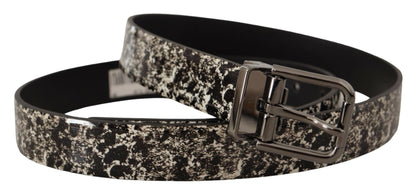 Dolce & Gabbana Elegant Marble Print Leather Belt Dolce & Gabbana