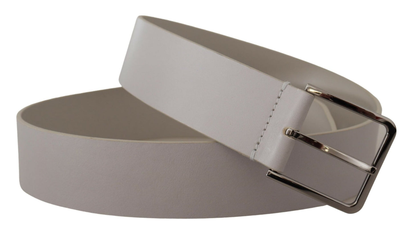 Dolce & Gabbana Elegant White Vitello Leather Belt Dolce & Gabbana