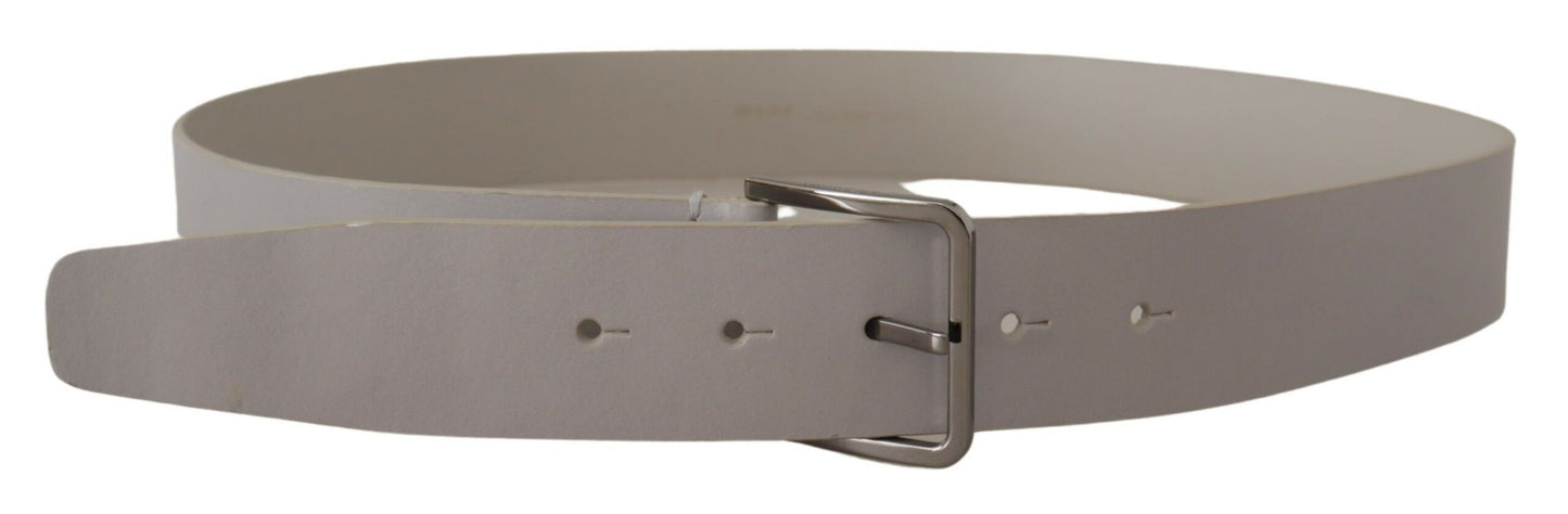 Dolce & Gabbana Elegant White Vitello Leather Belt Dolce & Gabbana