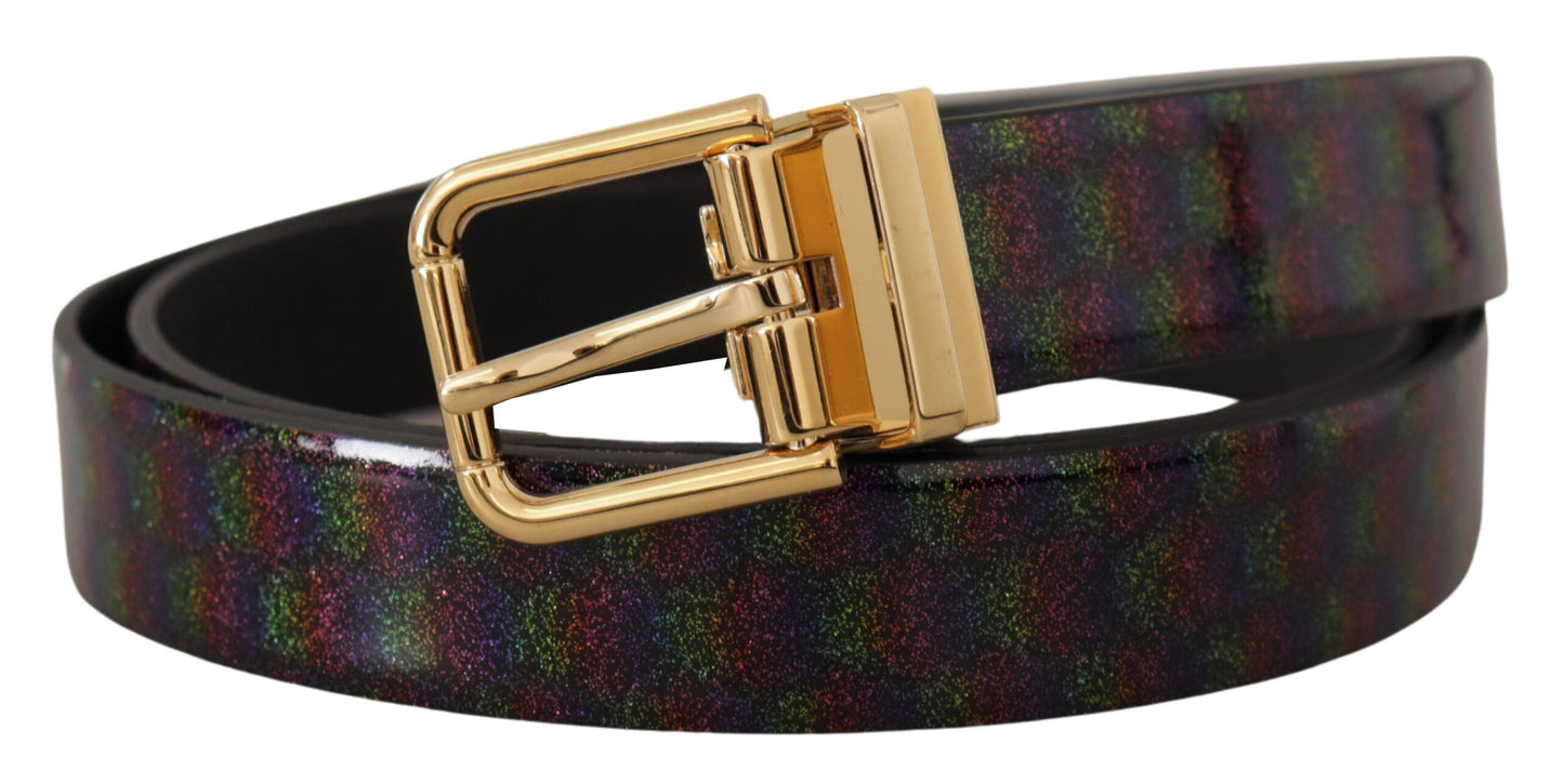 Dolce & Gabbana Elegant Vernice Leather Belt with Silver Buckle Dolce & Gabbana