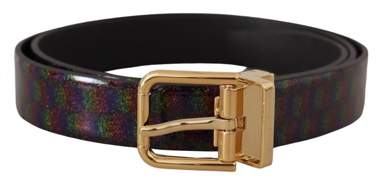 Dolce & Gabbana Elegant Vernice Leather Belt with Silver Buckle Dolce & Gabbana