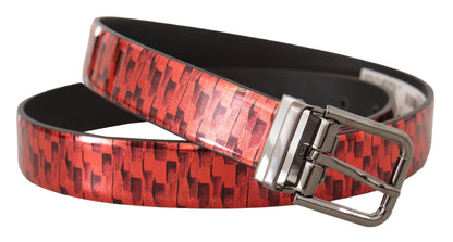 Dolce & Gabbana Elegant Red Leather Belt with Silver Buckle Dolce & Gabbana