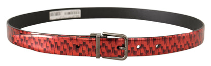 Dolce & Gabbana Elegant Red Leather Belt with Silver Buckle Dolce & Gabbana