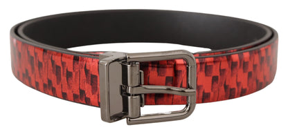 Dolce & Gabbana Elegant Red Leather Belt with Silver Buckle Dolce & Gabbana