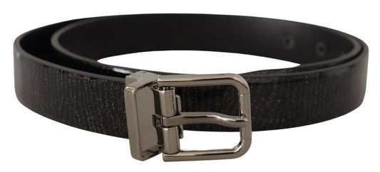 Dolce & Gabbana Elegant Black Leather Belt with Silver Buckle Dolce & Gabbana