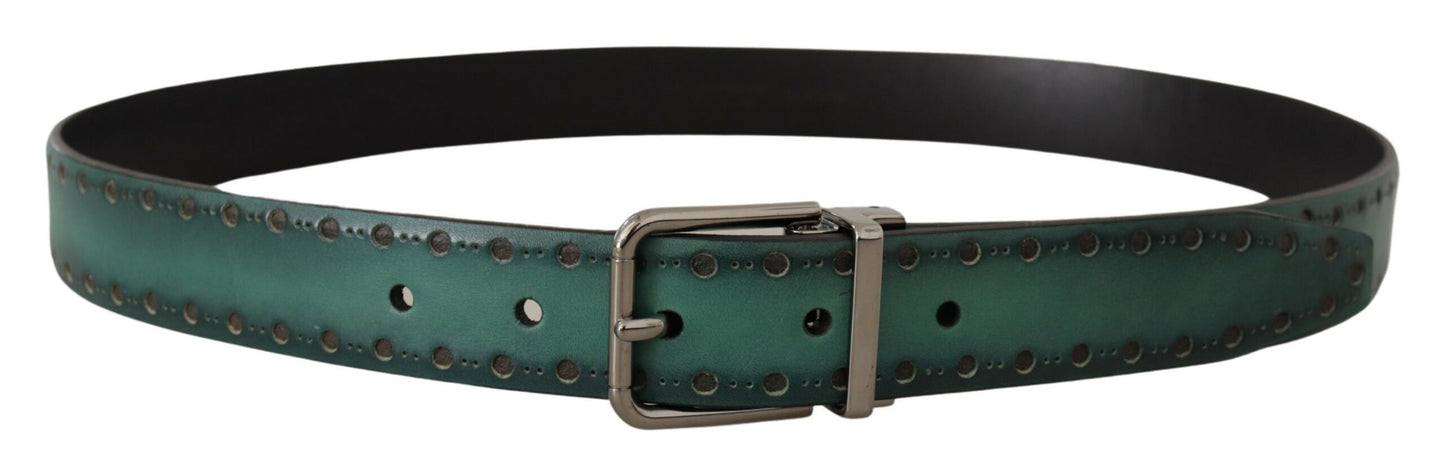 Dolce & Gabbana Elegant Leather Belt with Silver Tone Buckle Dolce & Gabbana