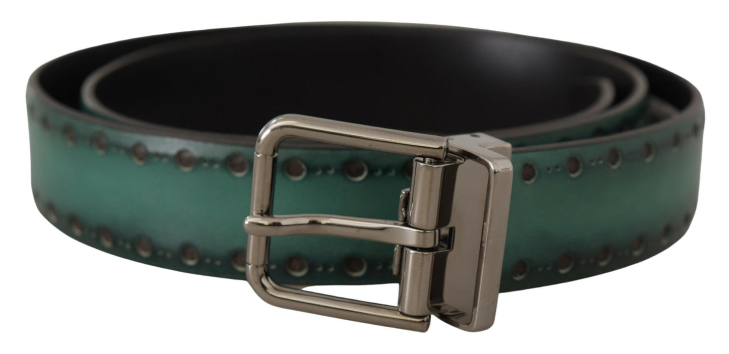 Dolce & Gabbana Elegant Leather Belt with Silver Tone Buckle Dolce & Gabbana