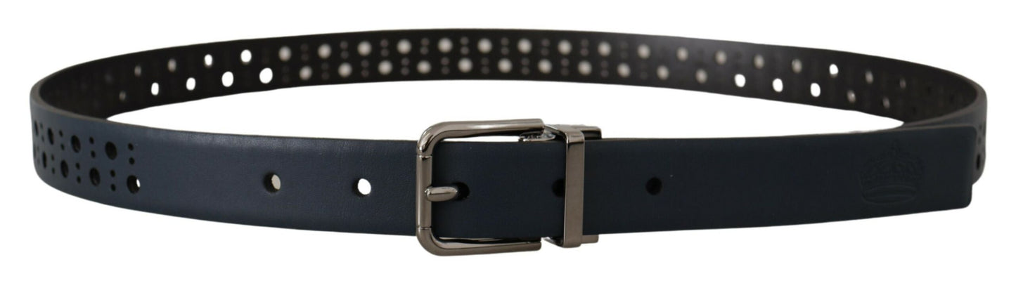 Dolce & Gabbana Elegant Navy Blue Leather Belt Dolce & Gabbana