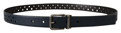 Dolce & Gabbana Elegant Navy Blue Leather Belt Dolce & Gabbana