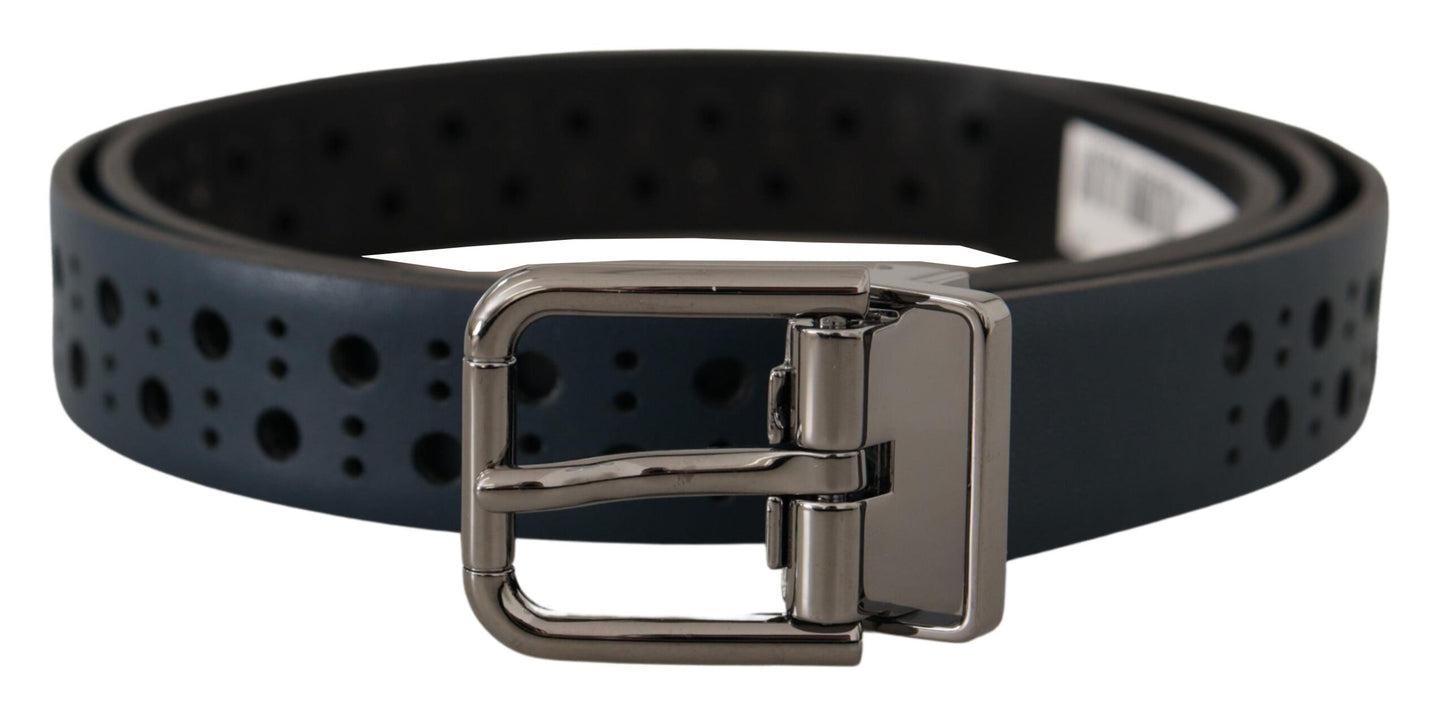 Dolce & Gabbana Elegant Navy Blue Leather Belt Dolce & Gabbana