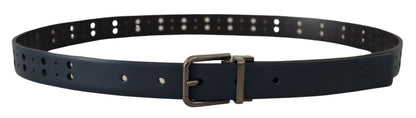 Dolce & Gabbana Elegant Blue Leather Belt with Metal Buckle Dolce & Gabbana